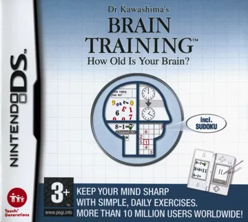 Dr Kawashima's Brain Training - How Old Is Your Brain (Europe) (En,Fr,De,Es,It,Nl) (Demo) (Kiosk) box cover front